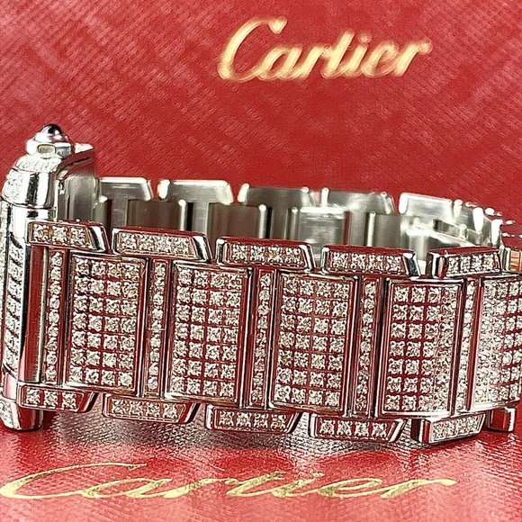 STUNNING! CARTIER TANK LADIES CUSTOM 4CT+ WATCH!! - Picture 5 of 6